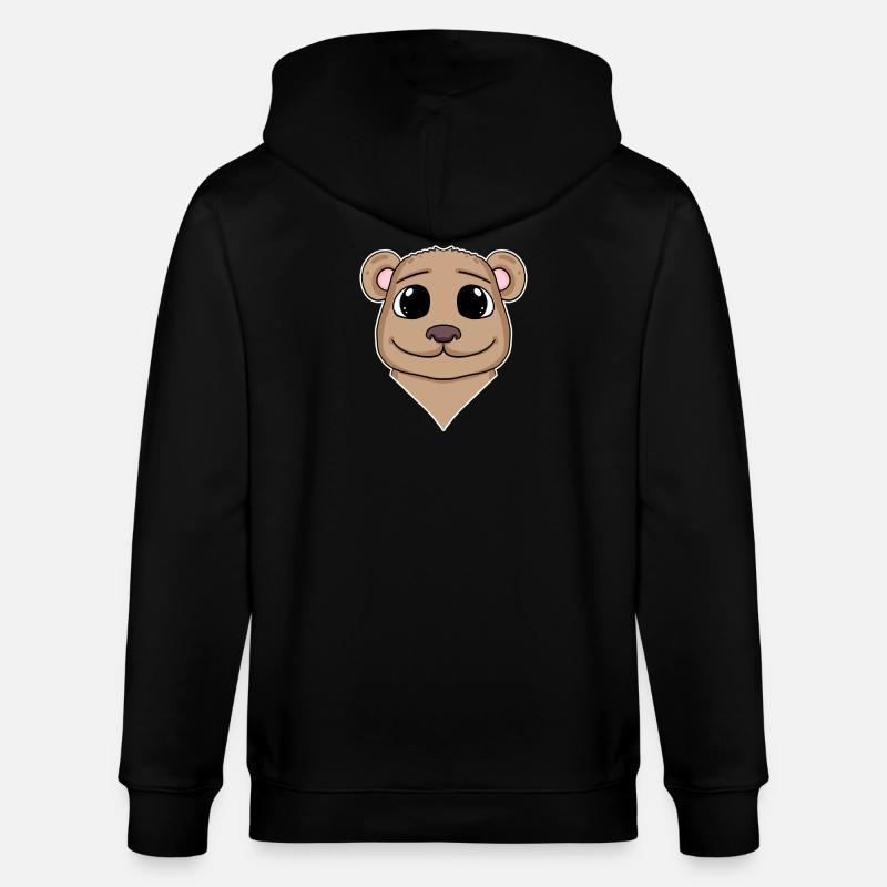 Bär Tierkopf Tier Kopf - Stanley/Stella Unisex Bio-Kapuzenjacke CULTIVATOR  - Schwarz