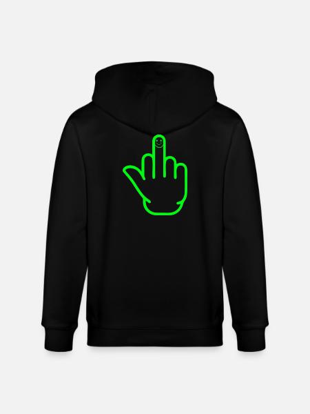 Happy Middle Finger - Stanley/Stella CULTIVATOR  Unisex Organic Hooded Jacket - black