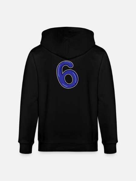 Number 6 Number Blue - Stanley/Stella CULTIVATOR  Unisex Organic Hooded Jacket - black