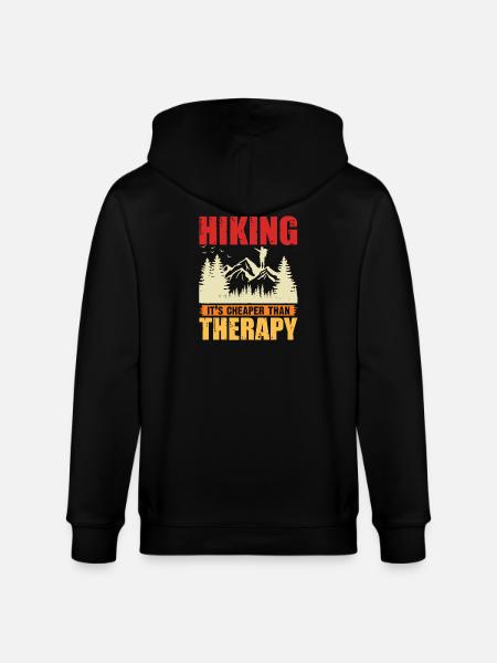 Hiking it's Cheaper Than Therapy - Stanley/Stella CULTIVATOR  Unisex Organic Hooded Jacket - black