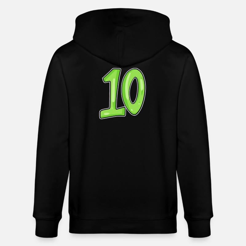 Dix numéros 10 Nombre - Veste à capuche bio CULTIVATOR Stanley/Stella Unisexe - noir