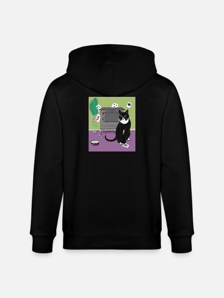 Cat Queen of Hearts. - Stanley/Stella CULTIVATOR  Unisex Organic Hooded Jacket - black