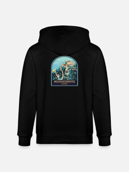 Illustration Hochosterwitz Castle, Austria - Stanley/Stella CULTIVATOR Unisex Organic Hooded Jacket - black
