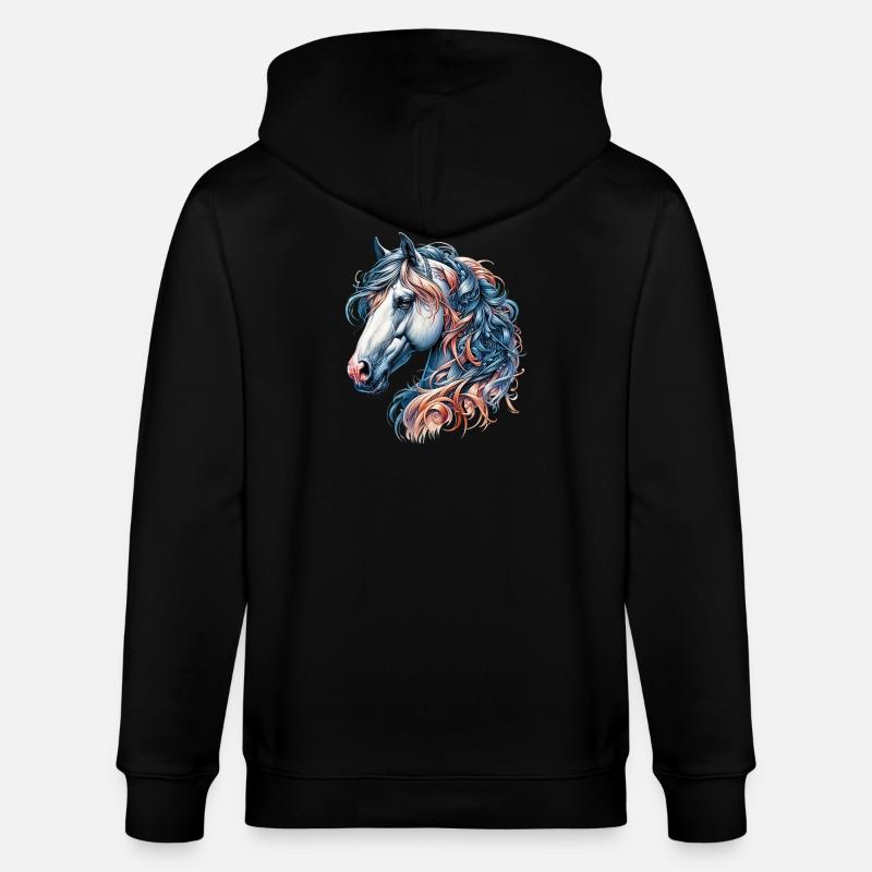 Pferd - Stanley/Stella Unisex Bio-Kapuzenjacke CULTIVATOR - Schwarz