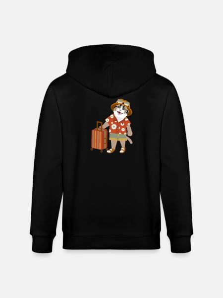 cat traveling mood - Stanley/Stella CULTIVATOR Unisex Organic Hooded Jacket - black