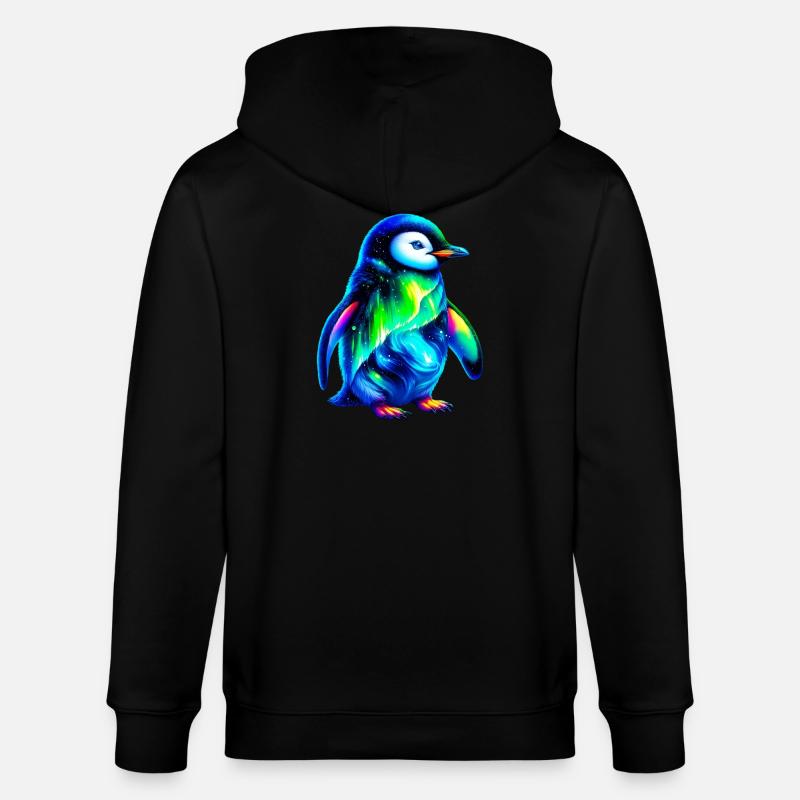 Aurora Borealis Pinguin - Stanley/Stella Unisex Bio-Kapuzenjacke CULTIVATOR - Schwarz