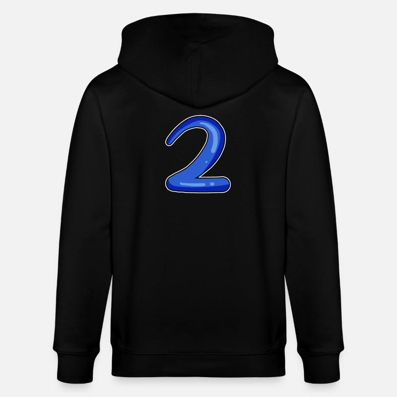 Zwei - 2 - Nummer Zahl - Stanley/Stella Unisex Bio-Kapuzenjacke CULTIVATOR - Schwarz