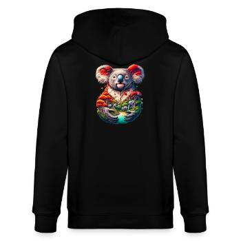 Koala - Stanley/Stella Unisex Bio-Kapuzenjacke CULTIVATOR  - Schwarz - Hinten - Anna (173cm)