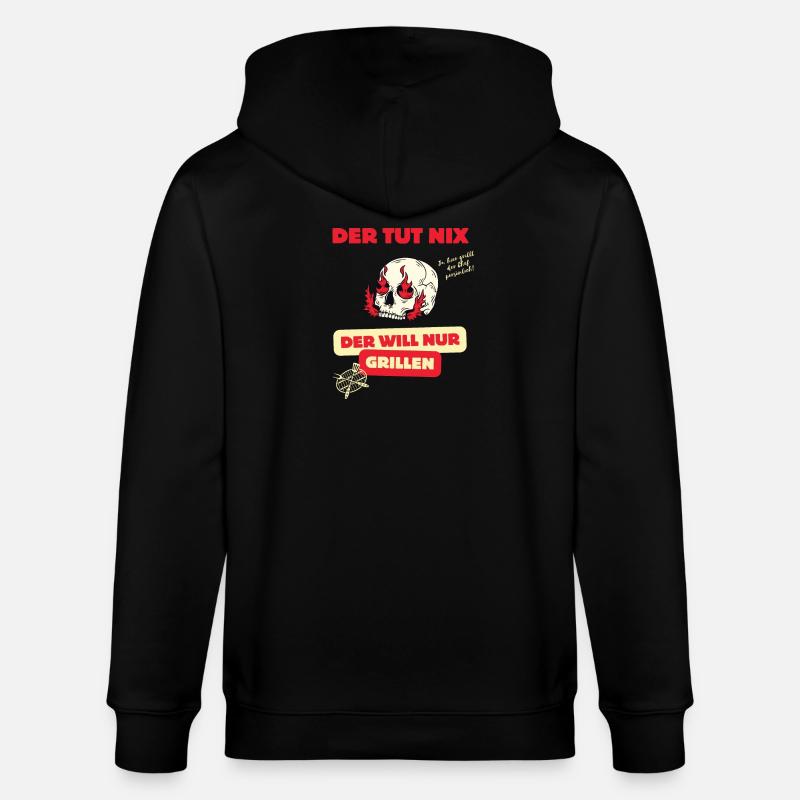 Skull und Grillspruch Design - Stanley/Stella Unisex Bio-Kapuzenjacke CULTIVATOR - Schwarz
