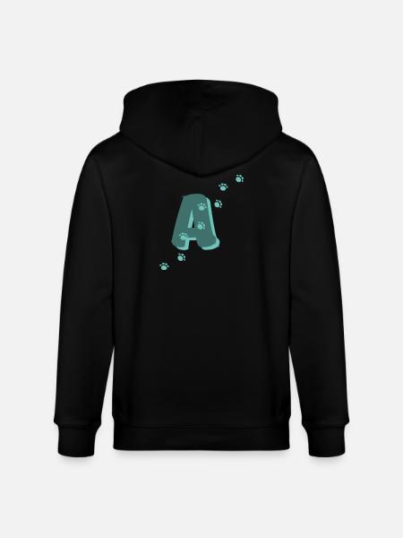 Paws Letter A - Stanley/Stella CULTIVATOR Unisex Organic Hooded Jacket - black