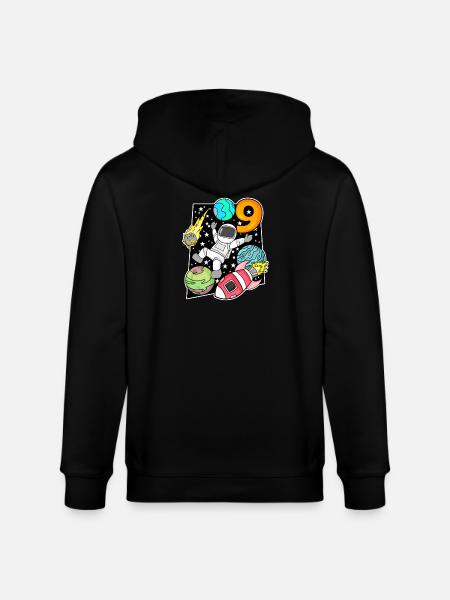 Astronaut - 9th Birthday Boy - Stanley/Stella CULTIVATOR  Unisex Organic Hooded Jacket - black