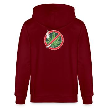 Cannabis Verbotsschild Anti Kiffer - Stanley/Stella Unisex Bio-Kapuzenjacke CULTIVATOR  - Burgunderrot - Hinten - Anna (173cm)