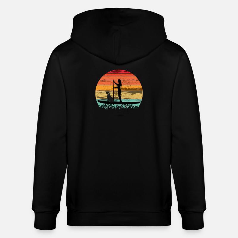 Paddleboarding with dog - Paddleboarding Tee - Stanley/Stella Unisex Bio-Kapuzenjacke CULTIVATOR  - Schwarz