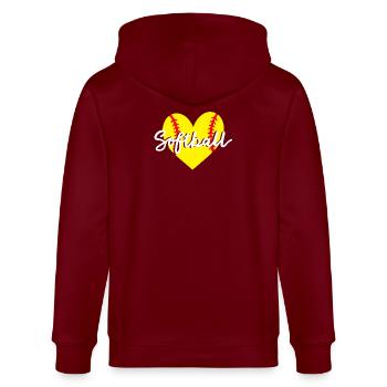 Softball Herz - Stanley/Stella Unisex Bio-Kapuzenjacke CULTIVATOR  - Burgunderrot - Hinten - Anna (173cm)