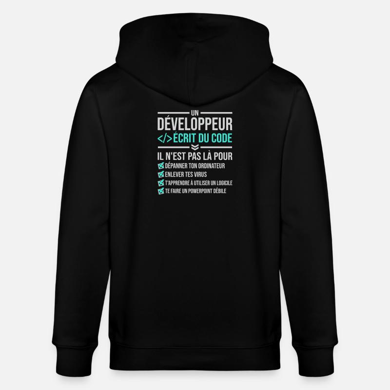 Developer Writing Code - Stanley/Stella CULTIVATOR  Unisex Organic Hooded Jacket - black