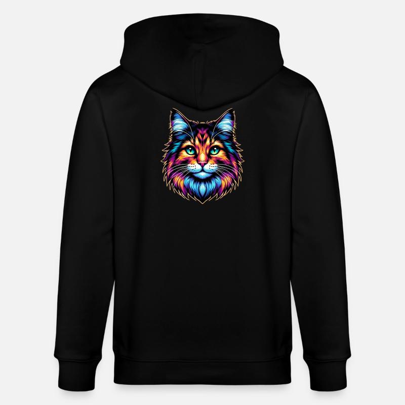 Katze - Stanley/Stella Unisex Bio-Kapuzenjacke CULTIVATOR  - Schwarz