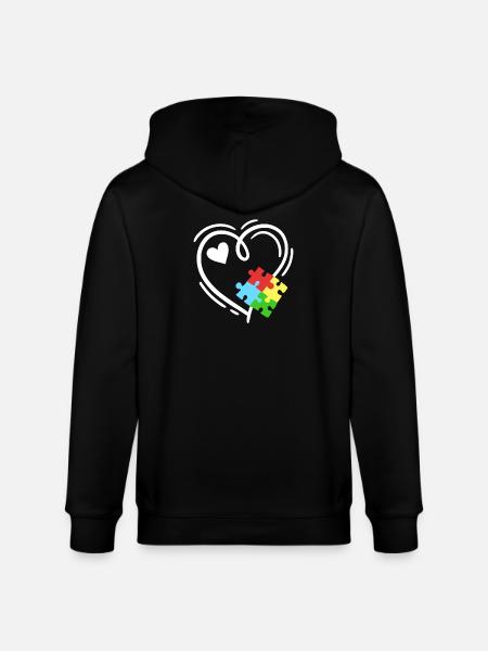 Autismus Puzzleteile Herz - Stanley/Stella Unisex Bio-Kapuzenjacke CULTIVATOR - Schwarz