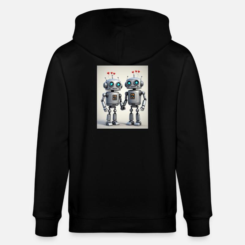 Couple de robots - Veste à capuche bio CULTIVATOR Stanley/Stella Unisexe - noir