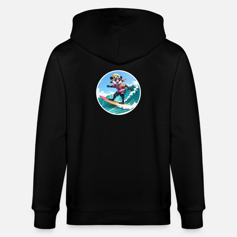 Panda Surfer im Hawaiihemd - Stanley/Stella Unisex Bio-Kapuzenjacke CULTIVATOR  - Schwarz