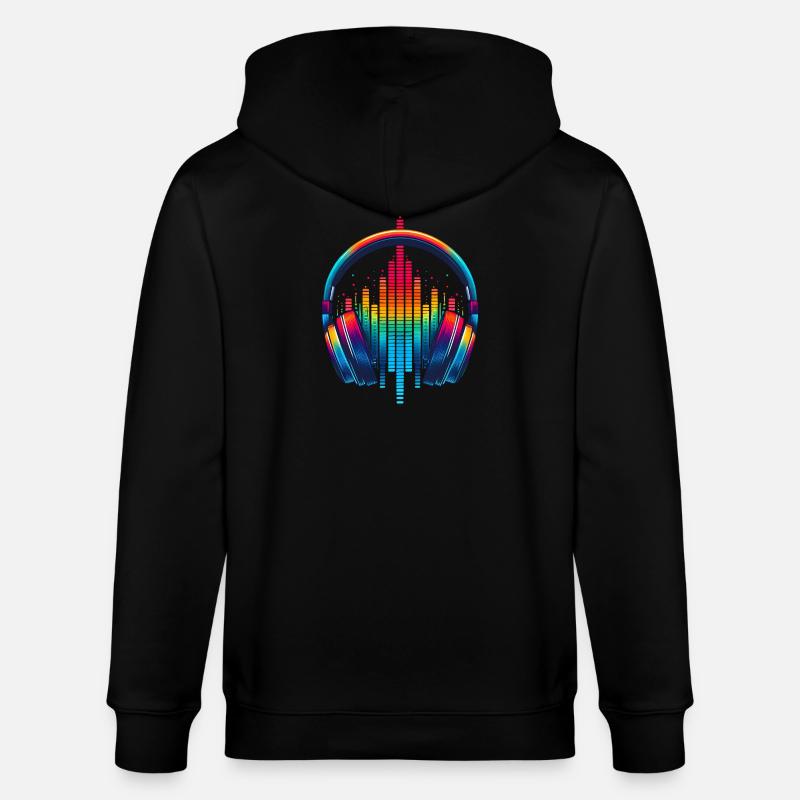 Lebendiger Klang Kopfhörer Regenbogen - Stanley/Stella Unisex Bio-Kapuzenjacke CULTIVATOR  - Schwarz