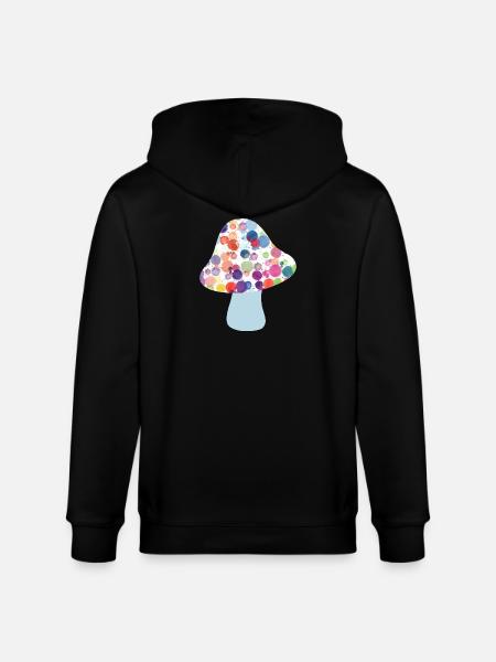 Mushroom Lucky Charm Fall Dots Colorful Kids Dots - Stanley/Stella CULTIVATOR  Unisex Organic Hooded Jacket - black