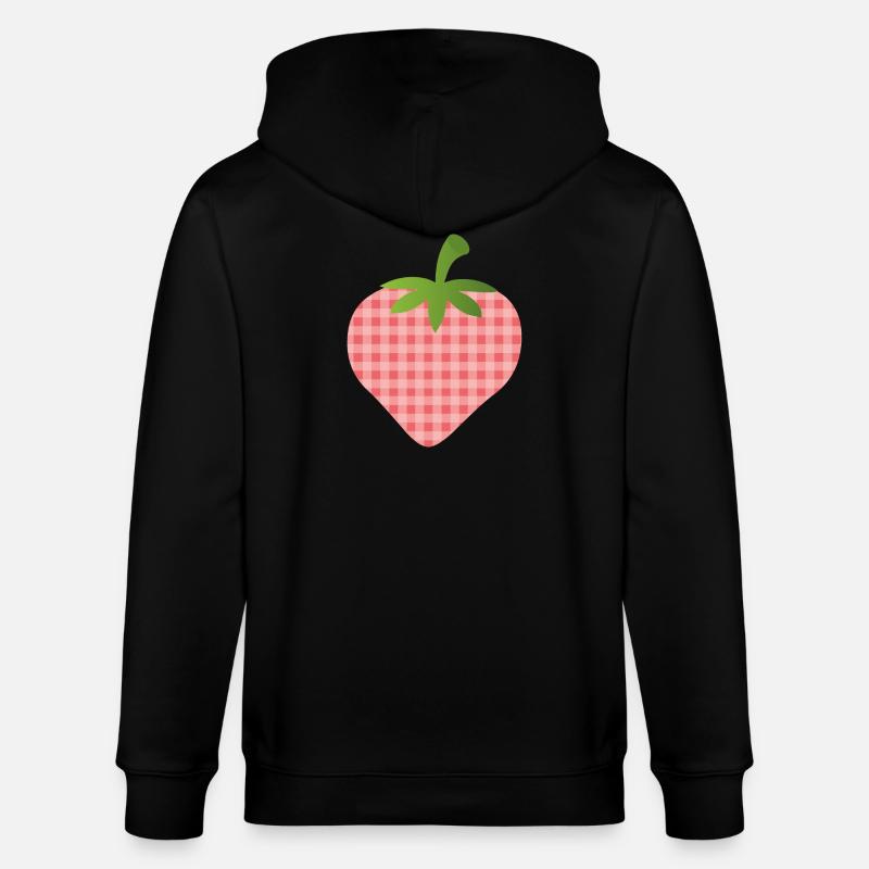 Erdbeere mit Karomuster - personalisierbar - Stanley/Stella Unisex Bio-Kapuzenjacke CULTIVATOR  - Schwarz