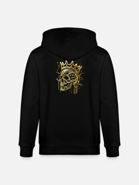 Skull Golden Skull with Crown Abstract - Stanley/Stella CULTIVATOR  Unisex Organic Hooded Jacket - black