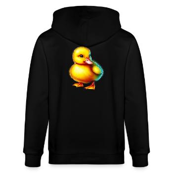 Entlein Ente Ente - Stanley/Stella Unisex Bio-Kapuzenjacke CULTIVATOR  - Schwarz - Hinten - Anna (173cm)