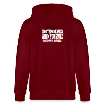 Good Things Happen When You Smile Or Naked - Stanley/Stella CULTIVATOR  Unisex Organic Hooded Jacket - burgundy - Back - Anna (173cm)