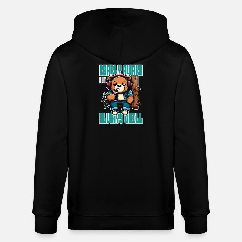Bearly Awake - Drôle d’ours Design - Veste à capuche bio CULTIVATOR Stanley/Stella Unisexe - noir