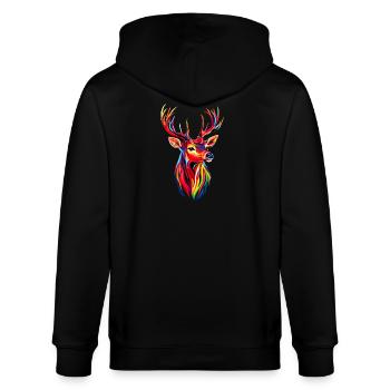 Deer, Antlers, Hunting, Deer, Reindeer, Red Deer, Hunter - Stanley/Stella CULTIVATOR  Unisex Organic Hooded Jacket - black - Back - Anna (173cm)