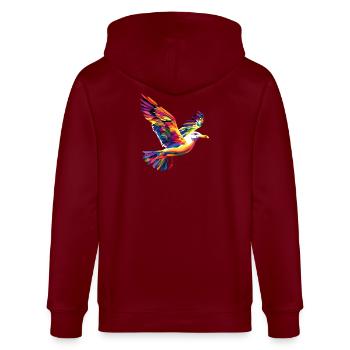 Möwe Strand Meer Nordsee Ostsee Silbermöwe Möwen - Stanley/Stella Unisex Bio-Kapuzenjacke CULTIVATOR  - Burgunderrot - Hinten - Anna (173cm)