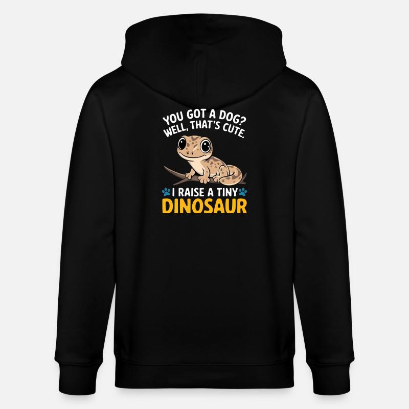 Funny Tiny Dinosaur Lizard - Stanley/Stella CULTIVATOR  Unisex Organic Hooded Jacket - black