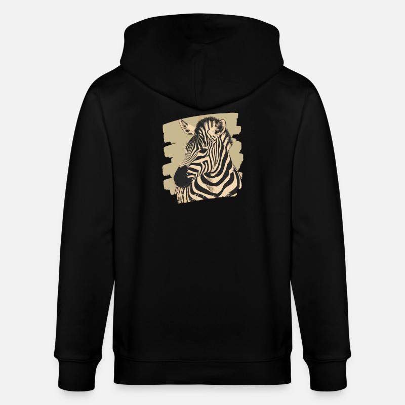 Zebra Retro - Stanley/Stella Unisex Bio-Kapuzenjacke CULTIVATOR  - Schwarz