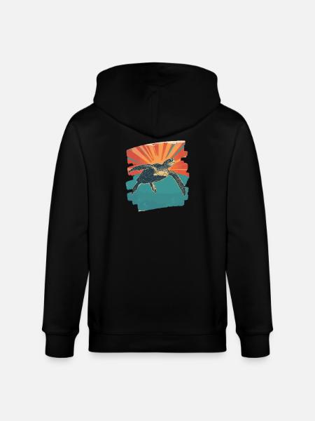 Sea Turtle Retro - Stanley/Stella CULTIVATOR  Unisex Organic Hooded Jacket - black