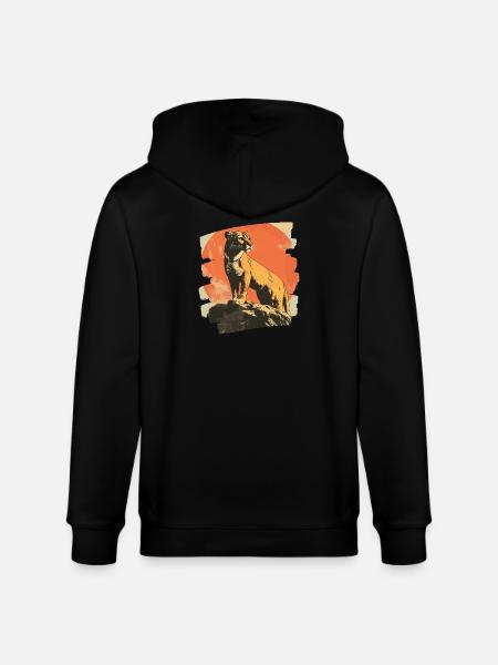 Lion from mountain Retro - Stanley/Stella CULTIVATOR  Unisex Organic Hooded Jacket - black