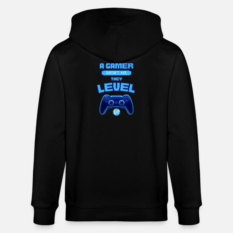 Gamer Level Up Neon-Controller - Stanley/Stella Unisex Bio-Kapuzenjacke CULTIVATOR - Schwarz