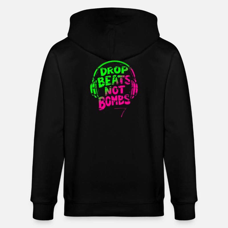 Drop Beats Not Bombs vert rose - Veste à capuche bio CULTIVATOR Stanley/Stella Unisexe - noir