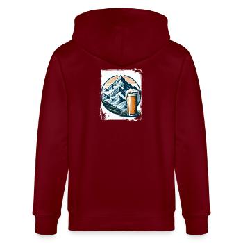 Berg und Bier Naturmotiv - Stanley/Stella Unisex Bio-Kapuzenjacke CULTIVATOR  - Burgunderrot - Hinten - Anna (173cm)