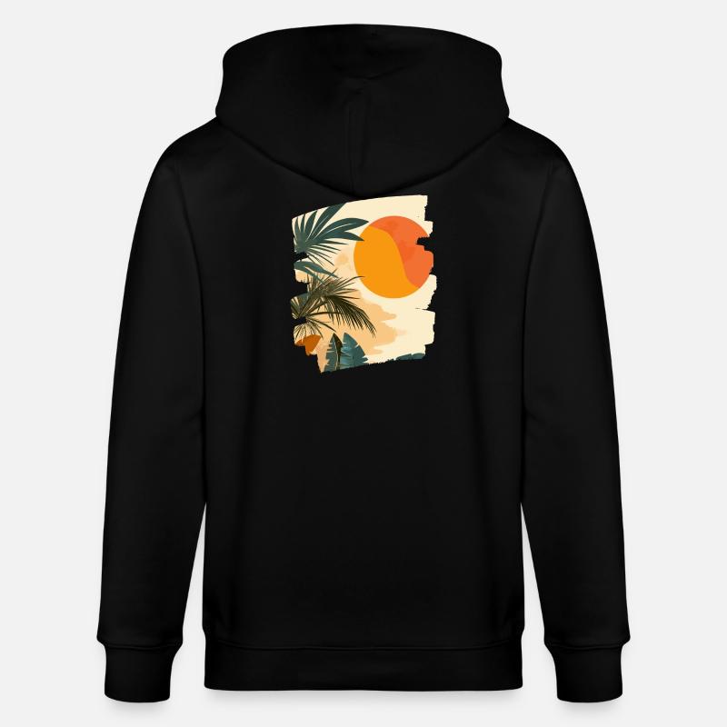 Coucher de soleil sur les palmiers d’été - Veste à capuche bio CULTIVATOR Stanley/Stella Unisexe - noir