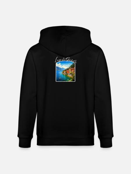 Gardasee, Lago di Garda - Stanley/Stella Unisex Bio-Kapuzenjacke CULTIVATOR  - Schwarz