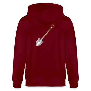 Klassischer Spaten – Garten- und Bauwerkzeugmotiv - Stanley/Stella Unisex Bio-Kapuzenjacke CULTIVATOR  - Burgunderrot - Hinten - Anna (173cm)