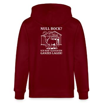 Null Bock - Ausdruck von Gleichgültigkeit - Stanley/Stella Unisex Bio-Kapuzenjacke CULTIVATOR  - Burgunderrot - Hinten - Anna (173cm)