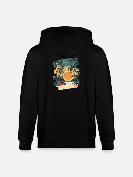Beach Palm Trees Sun Summer - Stanley/Stella CULTIVATOR Unisex Organic Hooded Jacket - black
