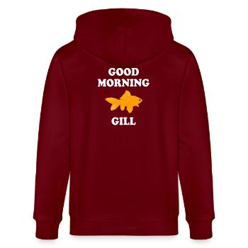 Bold Goldfish with Good Morning Greet - Stanley/Stella Unisex Bio-Kapuzenjacke CULTIVATOR  - Burgunderrot - Hinten - Anna (173cm)