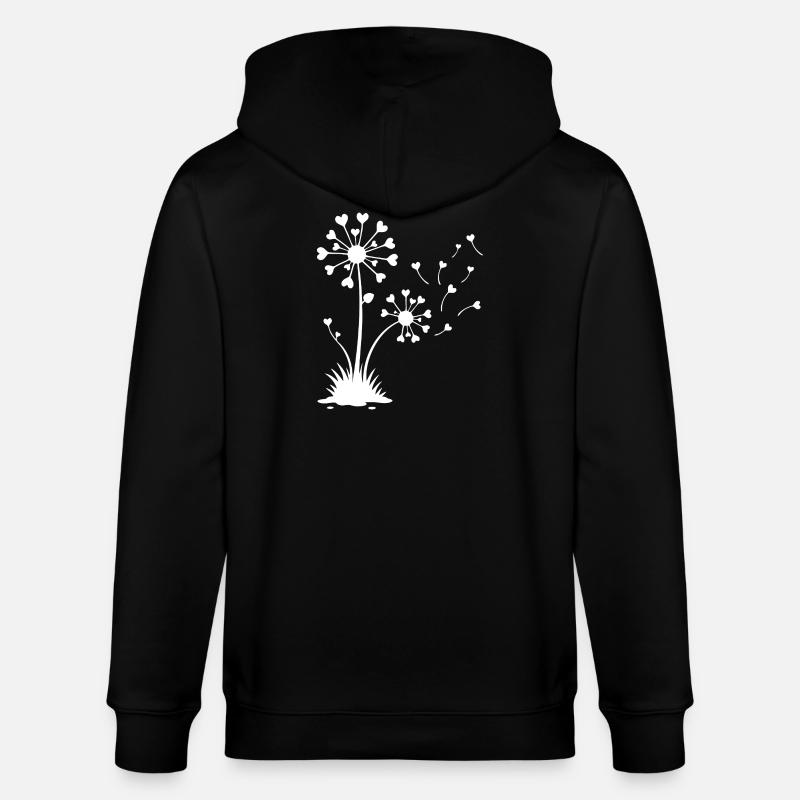 Minimalistisches Löwenzahn-Blumendesign - Stanley/Stella Unisex Bio-Kapuzenjacke CULTIVATOR  - Schwarz