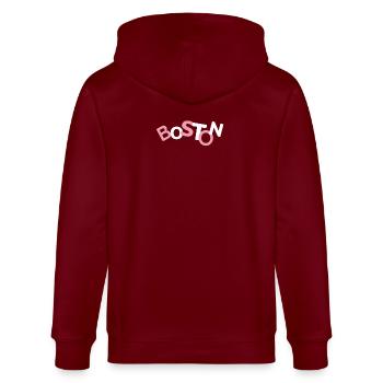 Boston Kochschürze - Stanley/Stella Unisex Bio-Kapuzenjacke CULTIVATOR  - Burgunderrot - Hinten - Anna (173cm)