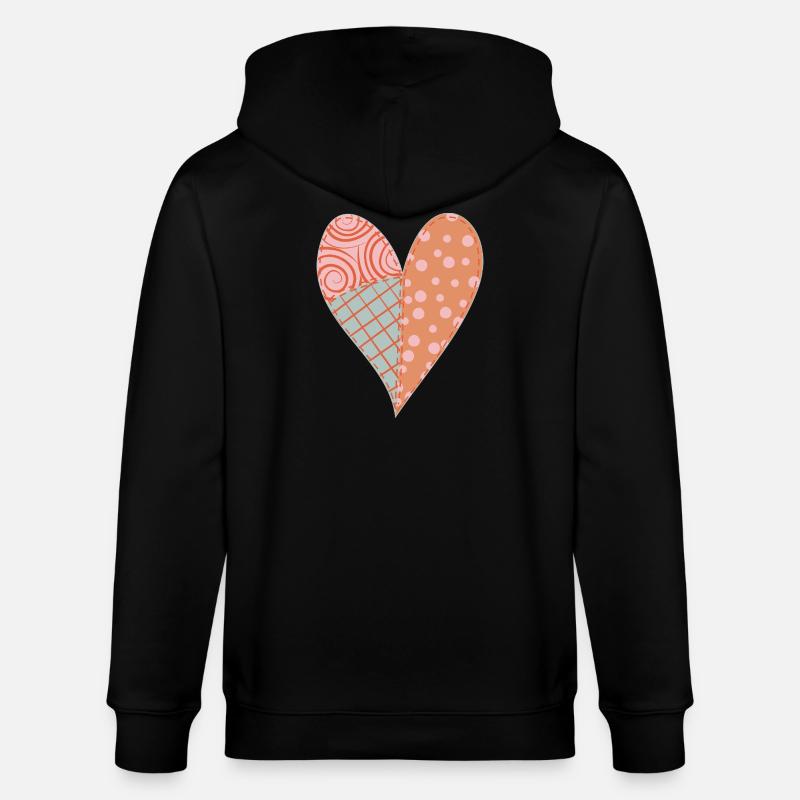 Patchwork Herz Nr. 4 - Stanley/Stella Unisex Bio-Kapuzenjacke CULTIVATOR  - Schwarz