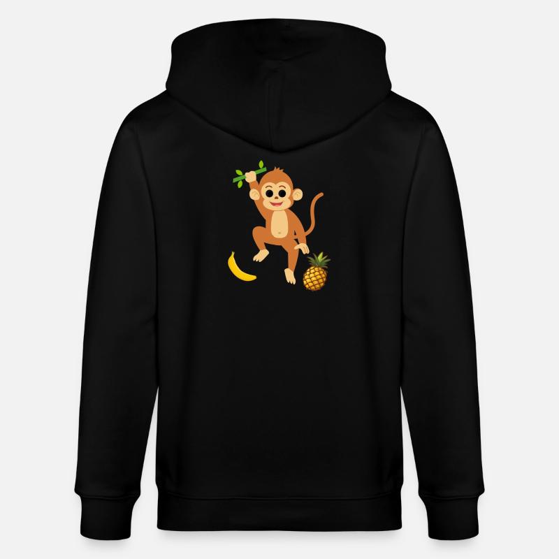 Player Monkey mit Ananas und Banane - Stanley/Stella Unisex Bio-Kapuzenjacke CULTIVATOR - Schwarz