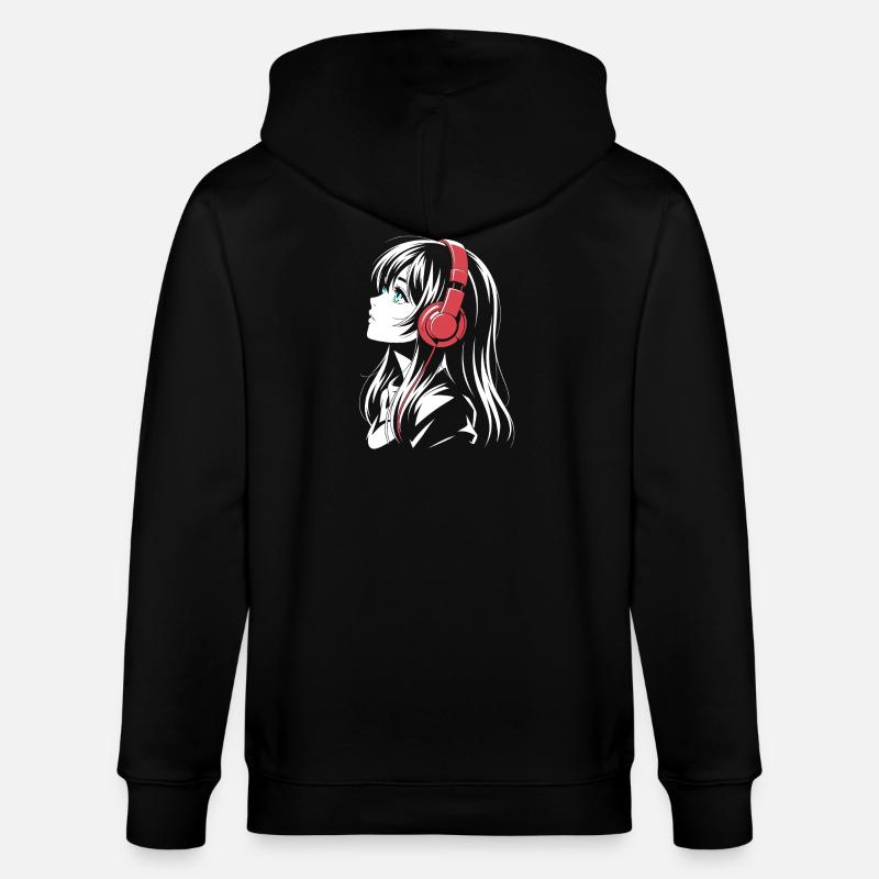 Fille d’anime avec conception de casque - Veste à capuche bio CULTIVATOR Stanley/Stella Unisexe - noir